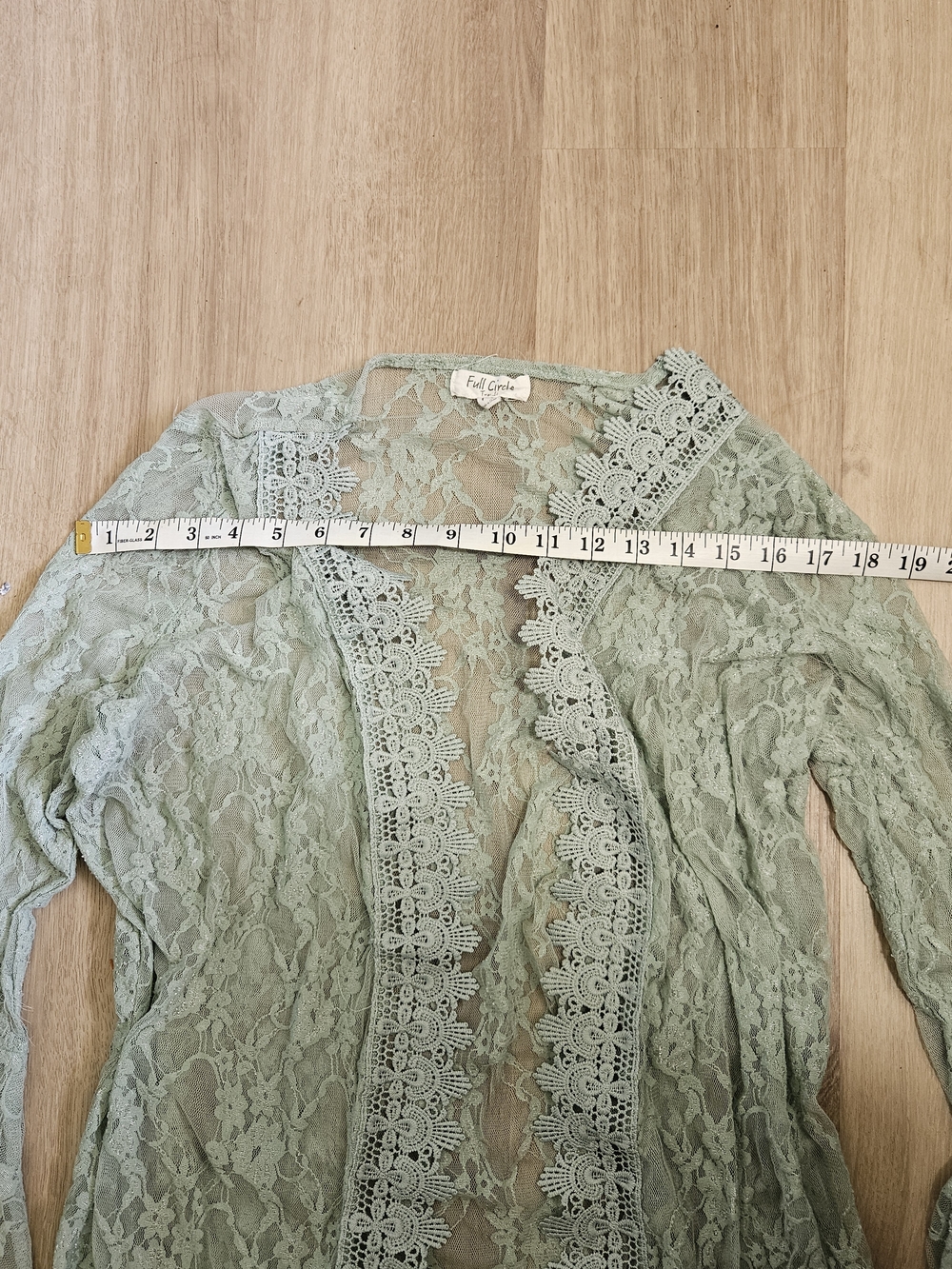 Full Circle Trends Sage Green Lace Duster Cardigan - Picture 5 of 6